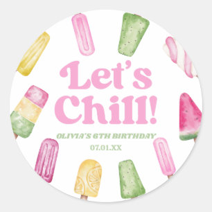 Pegatina Redonda Chill Popsicle Retro Popsicle Party