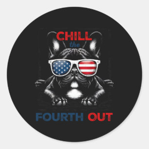 Pegatina Redonda Chill The Fourth Out Funny 4 De Julio Cute Francés