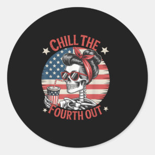 Pegatina Redonda Chill The Fourth Out Funny Skeleton 4 De Julio Pa