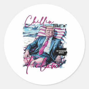 Pegatina Redonda Chillin Como Un Divertido Presidente Trump