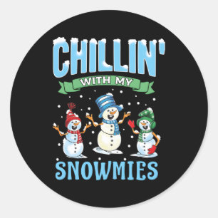 Pegatina Redonda Chillin con mi humor de nieve