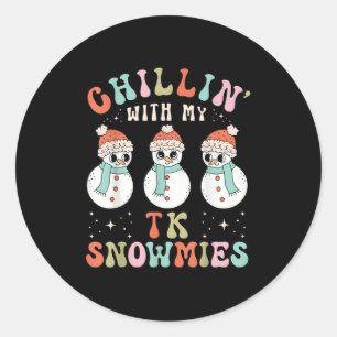 Pegatina Redonda Chillin Con Mi Tk Snowmie El Profesor Snowman Chri