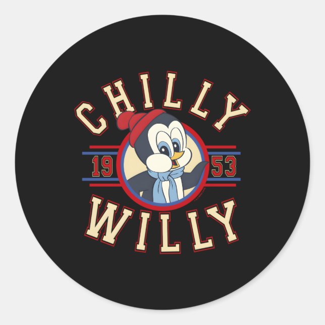 Pegatina Redonda Chilly Willy 1953 Throwback College (Anverso)