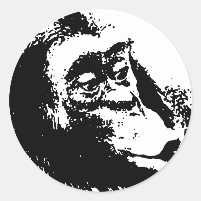 Pegatina Redonda Chimpanzee divertido de Pop Art (Anverso)