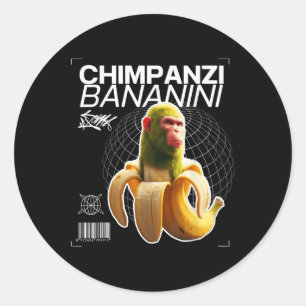 Pegatina Redonda Chimpanzi Bananini Fun Character Art