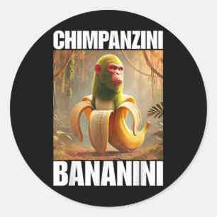 Pegatina Redonda Chimpanzini Bananini - Meme de Brainrot italiano