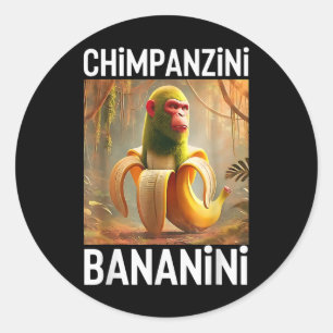 Pegatina Redonda Chimpanzini Bananini - Meme de Brainrot italiano