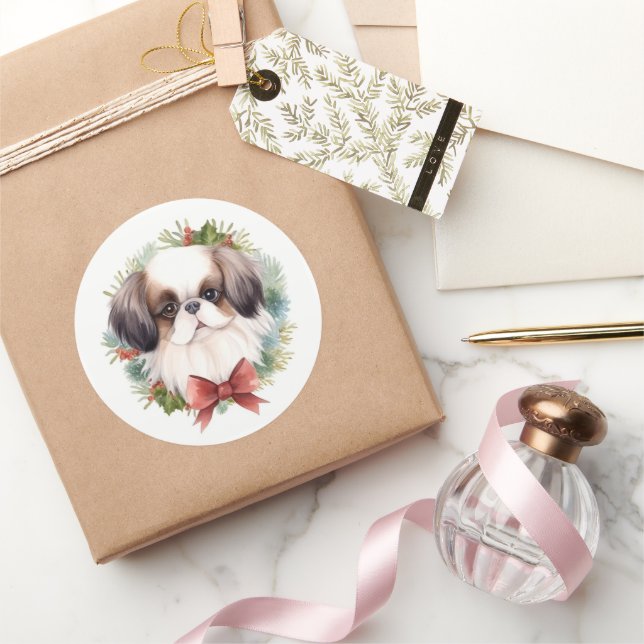 Pegatina Redonda Chin Navidades japoneses escribieron una presentac (Regalar)