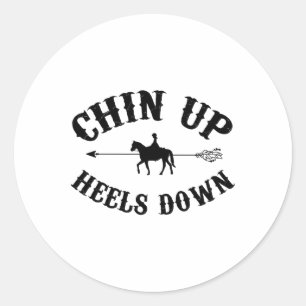 Pegatina Redonda Chin Up Heol Down Horse Equestrian Riding Horseba