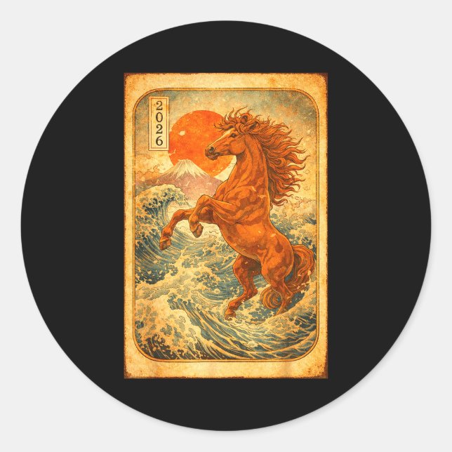 Pegatina Redonda Chinese New Year 2026 Of The Horse Lunar New Year  (Anverso)
