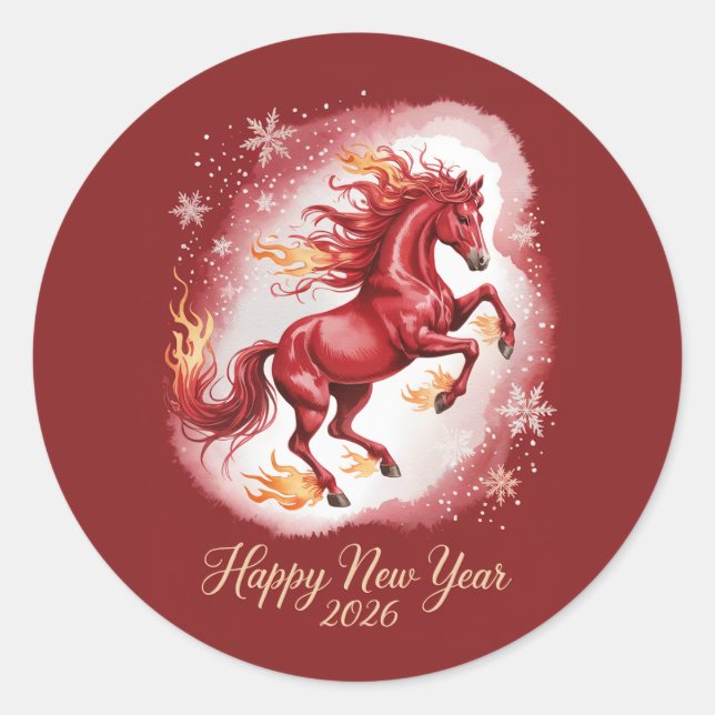 Pegatina Redonda Chinese New year of the Horse 2026 (Anverso)