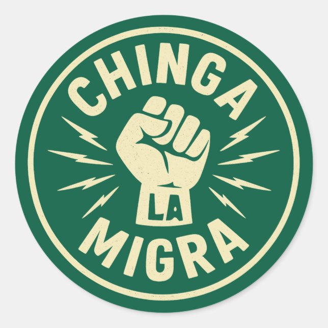 Pegatina Redonda Chinga La Migra - Anti Ice (Anverso)