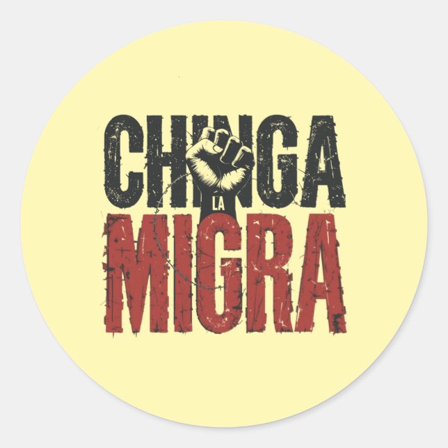 Pegatina Redonda Chinga La Migra Anti-ICE Shirt - Vintage Resistanc (Anverso)