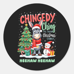 Pegatina Redonda Chingedy Ching Los Navidades Italianos Donkey Heeh