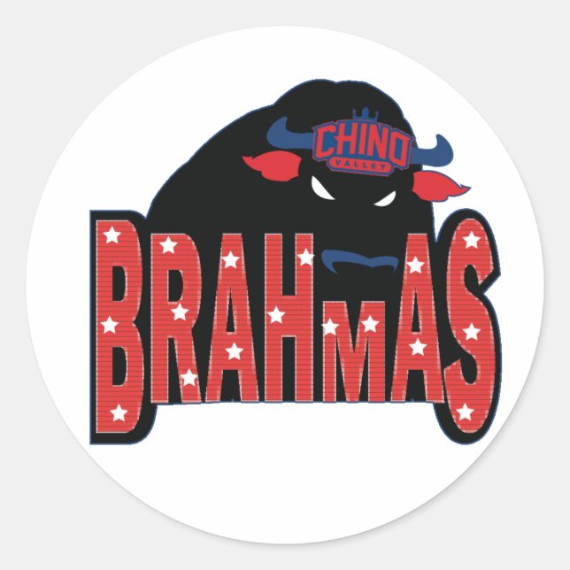 Pegatina Redonda Chino Valley Brahmas Clear Sticker (Anverso)