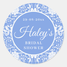Pegatina Redonda Chinoiserie Azul Bridal Shower