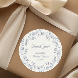 Pegatina Redonda Chinoiserie Azul Bridal Shower