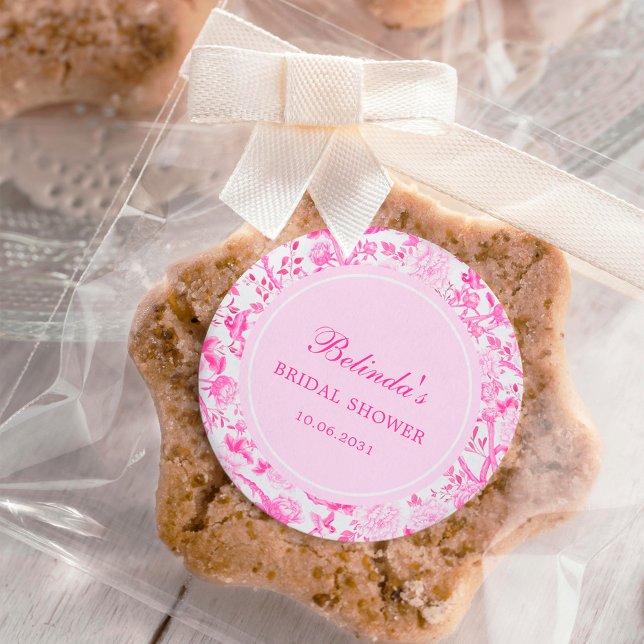 Pegatina Redonda Chinoiserie blanco caliente ducha de novia floral (Subido por el creador)