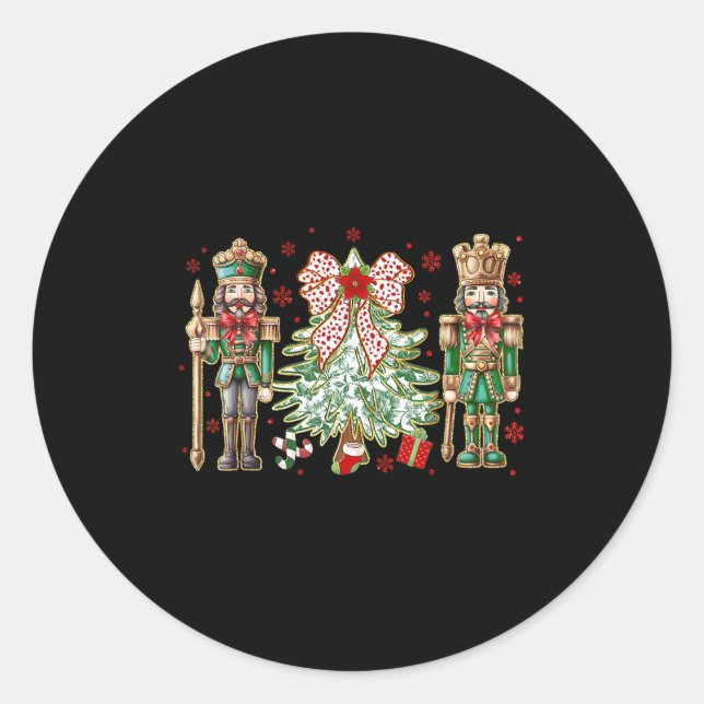 Pegatina Redonda Chinoiserie Navidades Nutcracker Christmas Tree Co (Anverso)