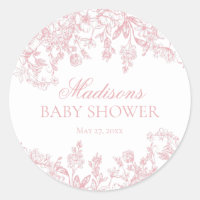 Chinoiserie rosa Vintage Floral Baby Shower Circle