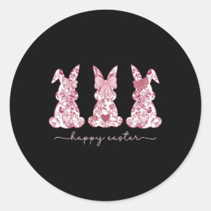 Pegatina Redonda Chinoiserie Semana Santa Bunny Pink Bow Coquette C