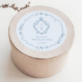 Pegatina Redonda Chinoiserie wreath Toile Algo Azul Escudo