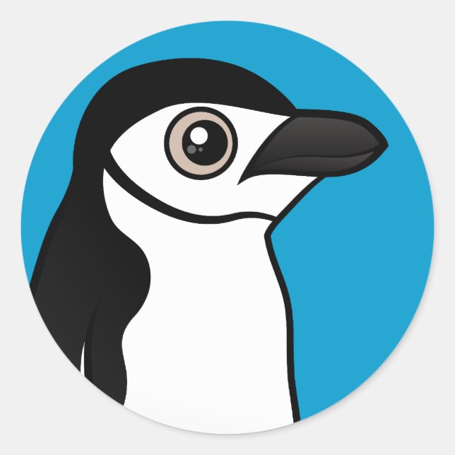 Pegatina Redonda Chinstrap Penguin (Anverso)