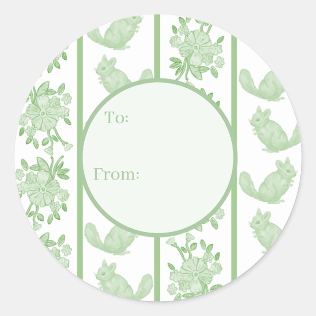 Pegatina Redonda Chintzy Chinchilla Gift Sticker (Green)  (Anverso)