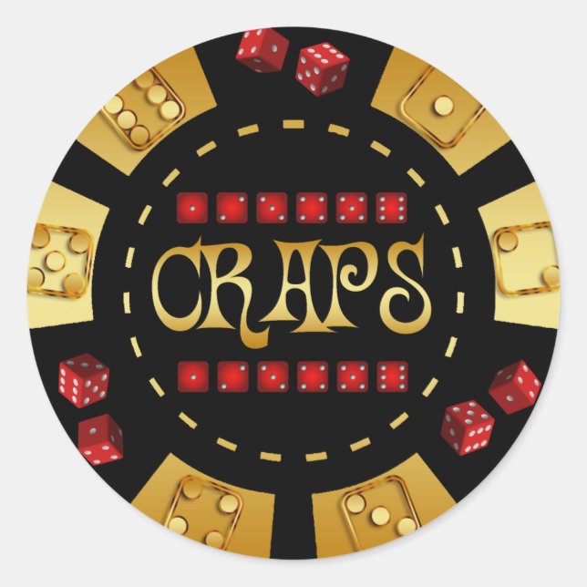 PEGATINA REDONDA CHIP DE JUEGOS DE CRAPS (Anverso)