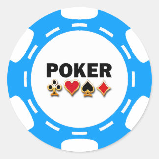 PEGATINA REDONDA CHIP DE POKER AZUL Y BLANCO