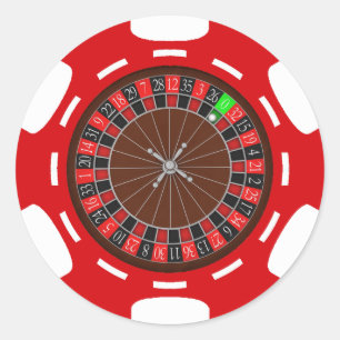 PEGATINA REDONDA CHIP DE POKER CON RUEDA ROULETTE