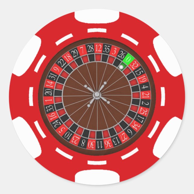 PEGATINA REDONDA CHIP DE POKER CON RUEDA ROULETTE (Anverso)