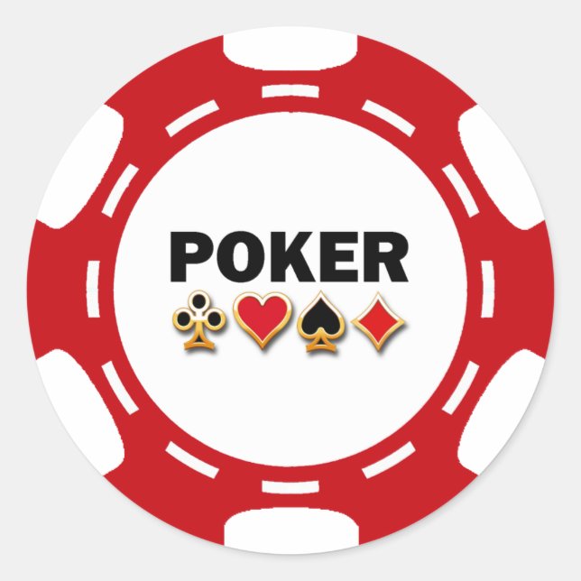 PEGATINA REDONDA CHIP DE POKER ROJO Y BLANCO (Anverso)