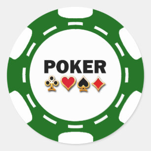 PEGATINA REDONDA CHIP DE POKER VERDE Y BLANCO