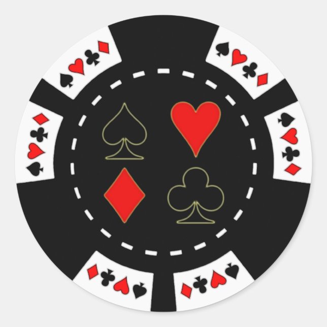 Pegatina Redonda Chip de póquer de juego de cartas (Anverso)