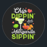 Pegatina Redonda Chip Dippin' And Margarita Sippin' Funny Cinco De<br><div class="desc">Chip Dippin' And Margarita Sippin' Funny Cinco De Mayo Men Gift. Perfect gift for your dad,  mom,  papa,  men,  women,  friend and family members on Thanksgiving Day,  Christmas Day,  Mothers Day,  Fathers Day,  4th of July,  1776 Independent day,  Veterans Day,  Halloween Day,  Patrick's Day</div>
