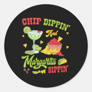 Pegatina Redonda Chip Dippin Y Margarita Sippin Cinco De Mayo 1