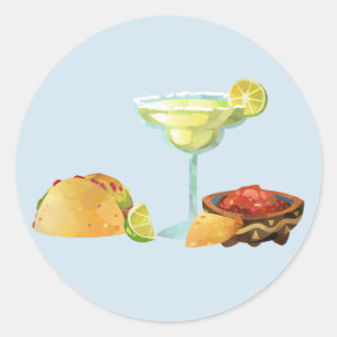 Pegatina Redonda Chip mexicano Margarita Taco Salsa