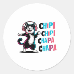 Pegatina Redonda Chipi Chapa Chapa Chapa Dancing Personalizado Cat