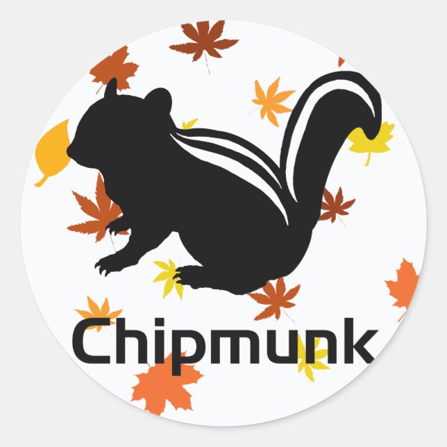 Pegatina Redonda Chipmunk　illustration　(12)　Black (Anverso)