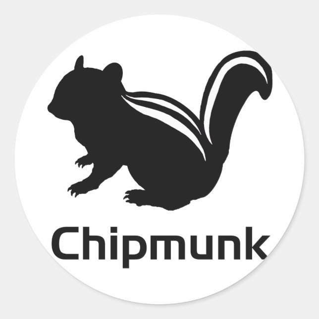 Pegatina Redonda Chipmunk　illustration　(12)　Black (Anverso)