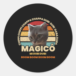 Pegatina Redonda Chippi Chippi Chappa Chappa Chappa Dancing Cat Mem