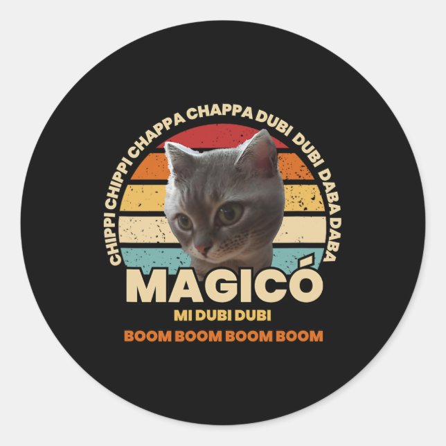 Pegatina Redonda Chippi Chippi Chappa Chappa Chappa Dancing Cat Mem (Anverso)