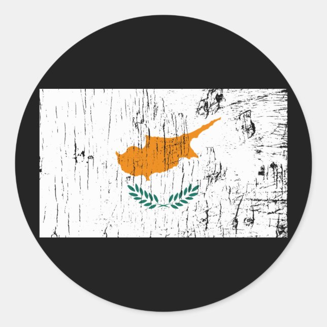 Pegatina Redonda Chipre vintage (Anverso)