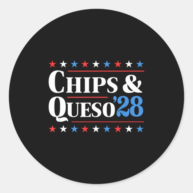 Pegatina Redonda Chips And Queso 2028 Funny Presidential Election 2 (Anverso)