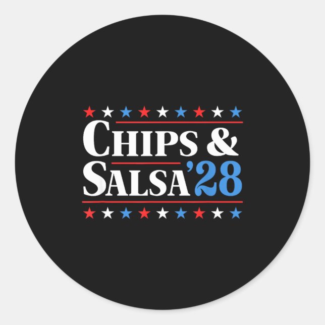 Pegatina Redonda Chips And Salsa 2028 Funny Presidential Election 2 (Anverso)
