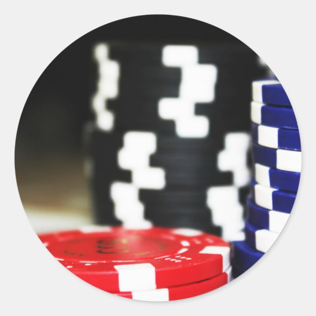 Pegatina Redonda Chips Gambling Casino Ganar juego Luck Risk Bet (Anverso)