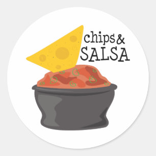 Pegatina Redonda Chips y Salsa