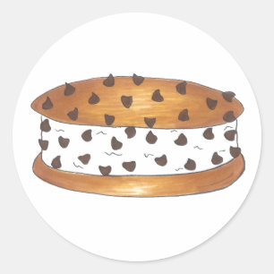 Pegatina Redonda Chipwich Chip de chocolate Cocina helada Sandwich