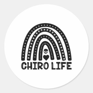 Pegatina Redonda Chiro Vida Quiropráctico Chiropráctico de columna